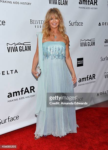 Actress Goldie Hawn arrives at amfAR The Foundation for AIDS 4th Annual Inspiration Gala at Milk Studios on December 12, 2013 in Hollywood,...