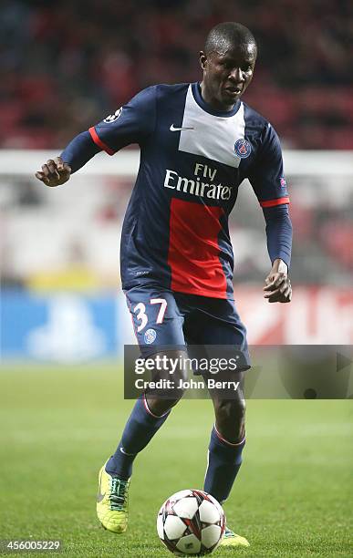 Kalifa Traore of PSG in action during the UEFA Champions League match between SL Benfica and Paris Saint-Germain FC at the Estadio de la Luz stadium...