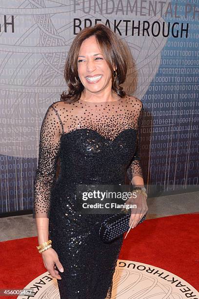 California Attorney General Kamala Harris arrives at the Breakthrough Prize Inaugural Ceremony at NASA Ames Research Center on December 12, 2013 in...