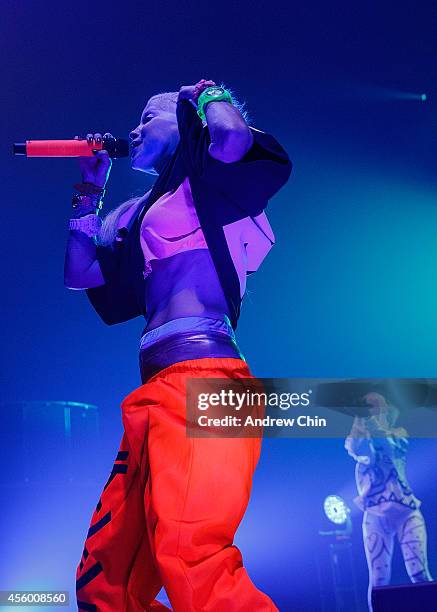 Yo-Landi Vi$$er of Die Antwoord performs on stage at PNE Forum on September 23, 2014 in Vancouver, Canada.