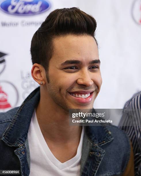 Latin Recording Artist Prince Royce attends the Latin GRAMMY Cultural Foundation presention of a Latin GRAMMY In Schools at Los Angeles High School...