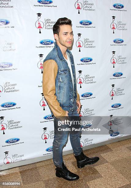 Latin Recording Artist Prince Royce attends the Latin GRAMMY Cultural Foundation presention of a Latin GRAMMY In Schools at Los Angeles High School...