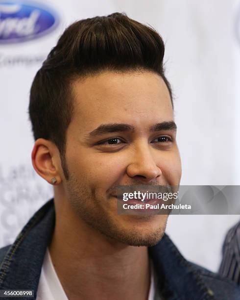 Latin Recording Artist Prince Royce attends the Latin GRAMMY Cultural Foundation presention of a Latin GRAMMY In Schools at Los Angeles High School...