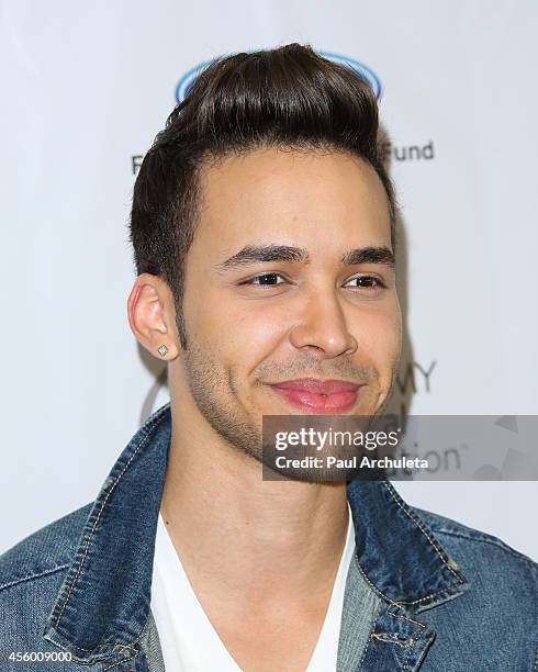 Latin Recording Artist Prince Royce attends the Latin GRAMMY Cultural Foundation presention of a Latin GRAMMY In Schools at Los Angeles High School...