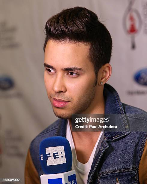 Latin Recording Artist Prince Royce attends the Latin GRAMMY Cultural Foundation presention of a Latin GRAMMY In Schools at Los Angeles High School...