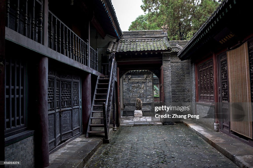 A Chinese courtyard in the Xi'an great Mosque, which is a...