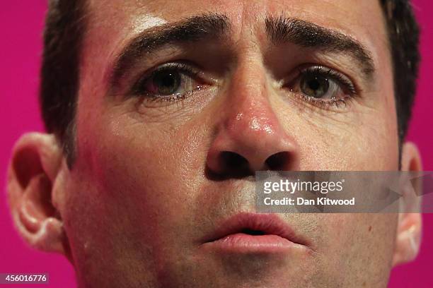 Andy Burnham, the Shadow Health Secretary delivers his keynote speech on September 24, 2014 in Manchester, England. Ed Miliband, the Leader of the...