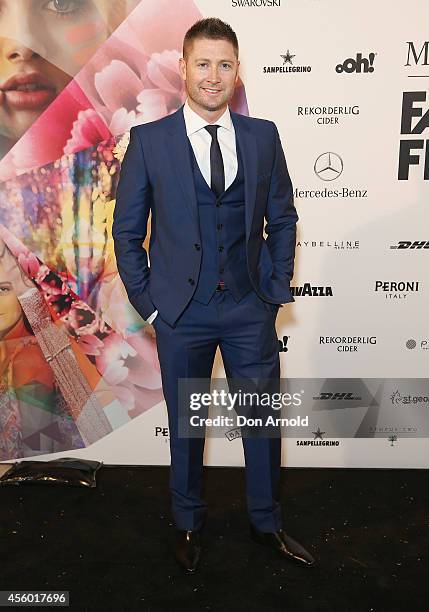 Michael Clarke arrives at the MB Presents Australian Style show during Mercedes-Benz Fashion Festival Sydney at Sydney Town Hall on September 24,...