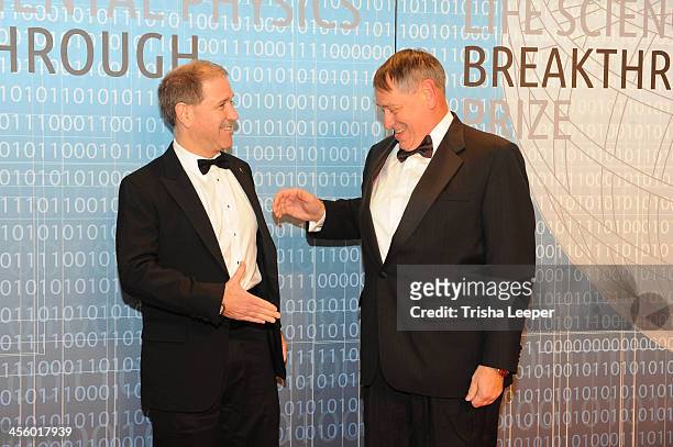 Space Astronauts Dr. Simon Pete Warden and John Brumsfield attends the Breakthrough Prize Inaugural Ceremony at NASA Ames Research Center on December...