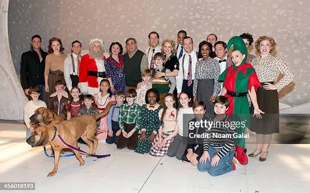 The cast of "A Christmas Story, The Musical" pose backstage at The Theater at Madison Square Garden on December 12, 2013 in New York City.