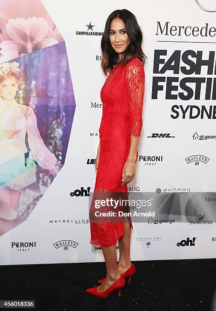 Lindy Klim arrives at the MB Presents Australian Style show during Mercedes-Benz Fashion Festival Sydney at Sydney Town Hall on September 24, 2014 in...