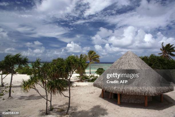 Picture shows a partial view of The Brando, an eco-friendly resort, on the private island of Tetiaroa on December 10, 2013. After two years of...