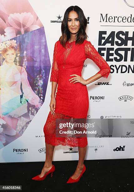 Lindy Klim arrives at the MB Presents Australian Style show during Mercedes-Benz Fashion Festival Sydney at Sydney Town Hall on September 24, 2014 in...