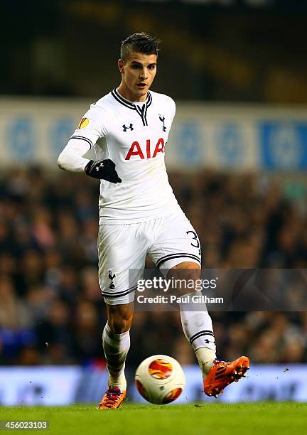 Erik Lamela of Tottenham Hotspur on the ball during the UEFA Europa League Group K match between Tottenham Hotspur FC and FC Anji Makhachkala at...