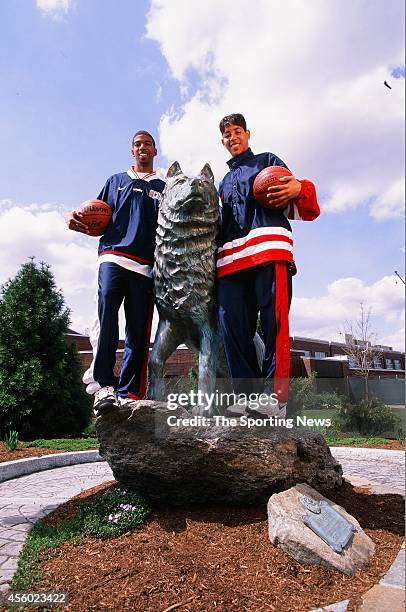 Richard Hamilton and Nykesha Sales of the Connecticut Huskies poses for a photo on April 27, 1997.