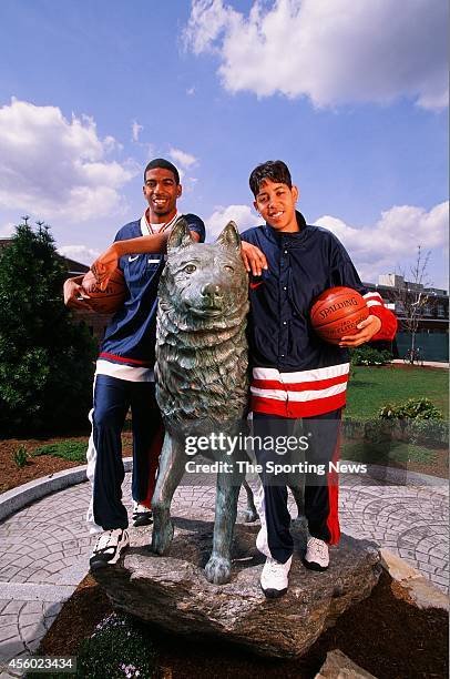 Richard Hamilton and Nykesha Sales of the Connecticut Huskies poses for a photo on April 27, 1997.
