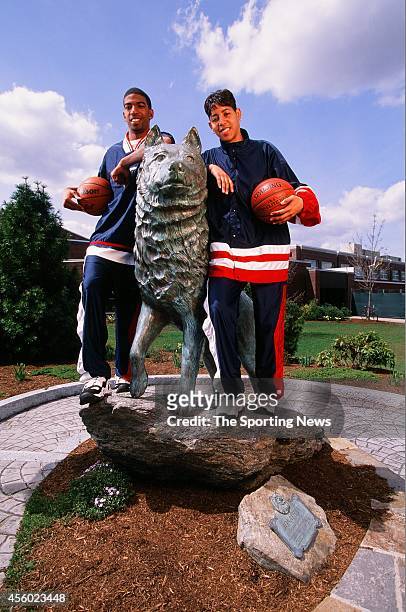 Richard Hamilton and Nykesha Sales of the Connecticut Huskies poses for a photo on April 27, 1997.