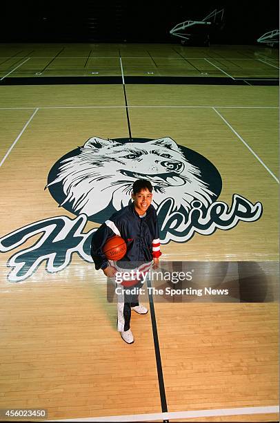 Nykesha Sales of the Connecticut Huskies poses for a photo on April 27, 1997.