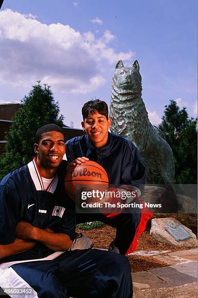 Richard Hamilton and Nykesha Sales of the Connecticut Huskies poses for a photo on April 27, 1997.