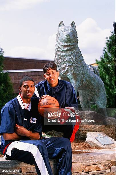 Richard Hamilton and Nykesha Sales of the Connecticut Huskies poses for a photo on April 27, 1997.