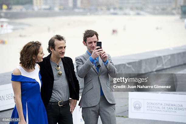 Hadas Yaron, Martin Dubreuil and Luzer Twersky attend 'Felix Eta Meira / Feix and Meira' photocall during 62nd San Sebastian International Film...