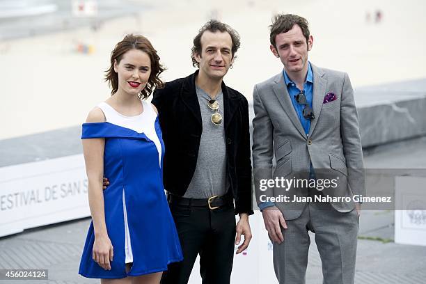 Hadas Yaron, Martin Dubreuil and Luzer Twersky attend 'Felix Eta Meira / Feix and Meira' photocall during 62nd San Sebastian International Film...