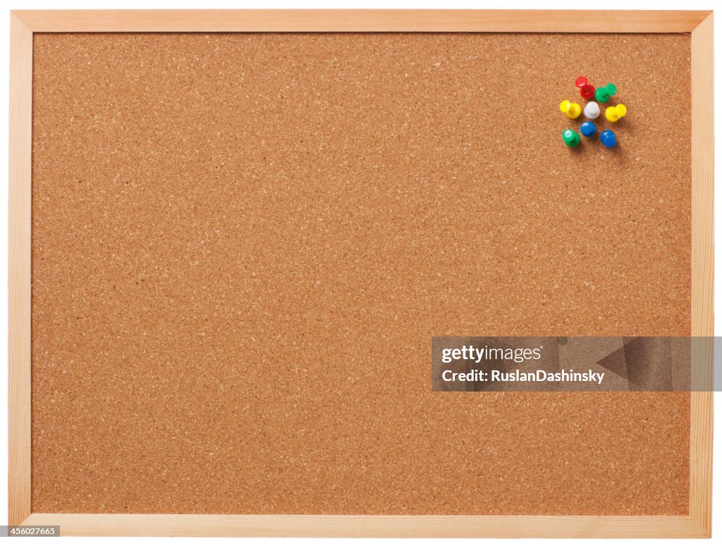 Blank cork board with pins.