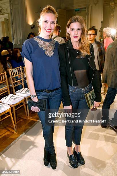 Actress Lilou Fogli and Juliette Maillot attend the Alexis Mabille show as part of the Paris Fashion Week Womenswear Spring/Summer 2015 on September...