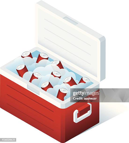 kühlbox mit limonade - kühlbehälter stock-grafiken, -clipart, -cartoons und -symbole