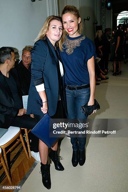 Singer Marie-Amelie Seigner and actress Lilou Fogli attend the Alexis Mabille show as part of the Paris Fashion Week Womenswear Spring/Summer 2015 on...