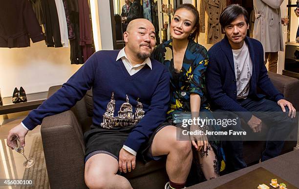 Wyman Wong, Joey Yung and Stephen Fung at Art of the Trench Hong Kong event on September 24, 2014 in Hong Kong.