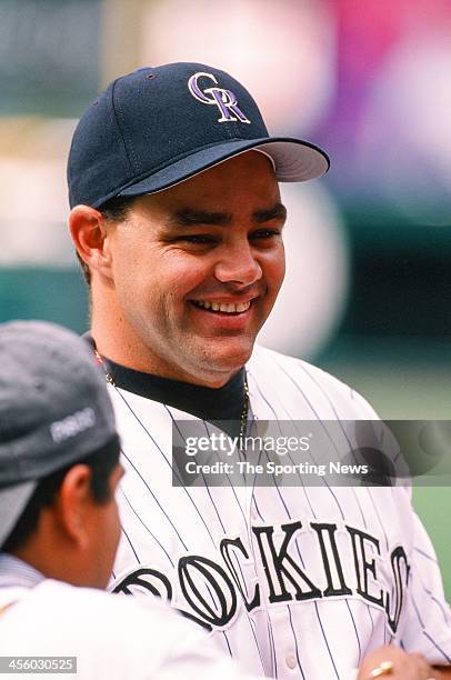 Dante Bichette of the Colorado Rockies during the All-Star Game on July 7, 1998 at Coors Field in Denver, Colorado.