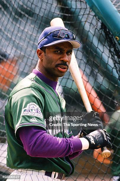 Devon White of the Arizona Diamondbacks during the All-Star Game on July 7, 1998 at Coors Field in Denver, Colorado.