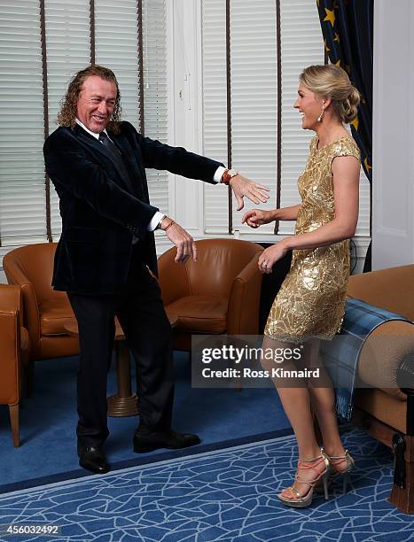 Europe team vice captain Miguel Angel Jimenez and his wife Suzanne Jimenez pose for a photograph at the Gleneagles Hotel before leaving for the Ryder...