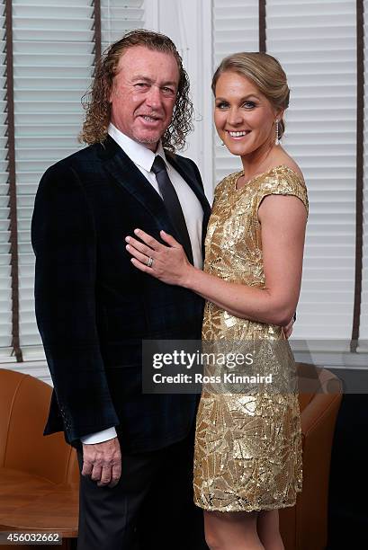 Europe team vice captain Miguel Angel Jimenez and his wife Suzanne Jimenez pose for a photograph at the Gleneagles Hotel before leaving for the Ryder...