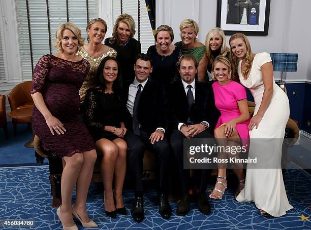 Back row L-R: Susanne Jimenez, wife of Europe team vice captain Miguel Angel Jimenez, Allison McGinley, wife of Europe team captain Paul McGinley ,...