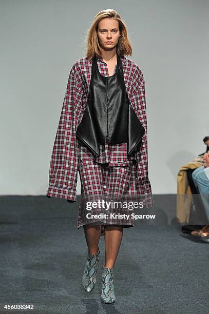 Model walks the runway during the Vetements show as part of Paris Fashion Week Womenswear Spring/Summer 2015 on September 24, 2014 in Paris, France.