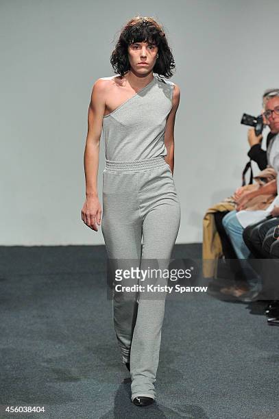 Model walks the runway during the Vetements show as part of Paris Fashion Week Womenswear Spring/Summer 2015 on September 24, 2014 in Paris, France.