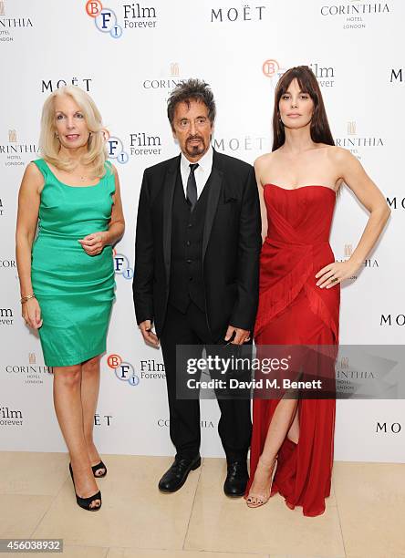 Amanda Nevill, Al Pacino and Lucila Sola arrive at the Al Pacino BFI Fellowship Dinner supported by Moet & Chandon at the Corinthia Hotel London on...