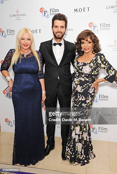 Monika Bacardi, Andrea Iervolino and Joan Collins arrive at the Al Pacino BFI Fellowship Dinner supported by Moet & Chandon at the Corinthia Hotel...