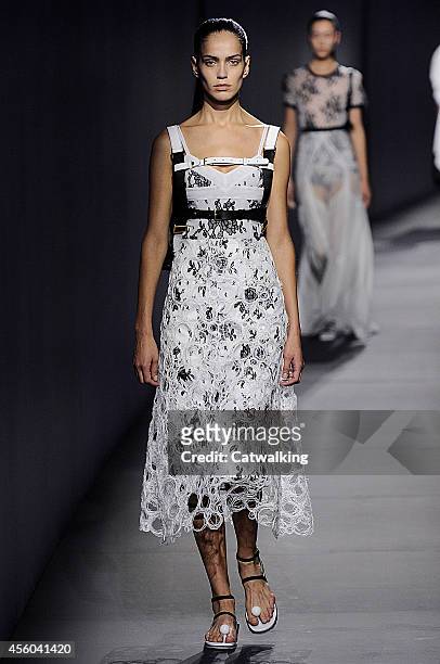 Model walks the runway at the Vionnet Spring Summer 2015 fashion show during Paris Fashion Week on September 24, 2014 in Paris, France.