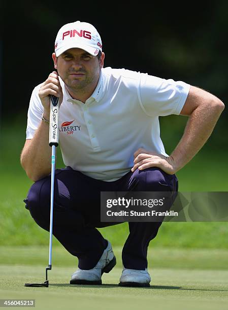 Matthew Baldwin of England in action during the weather delayed second round of the Nelson Mandela Championship at Mount Edgecombe Country Club on...