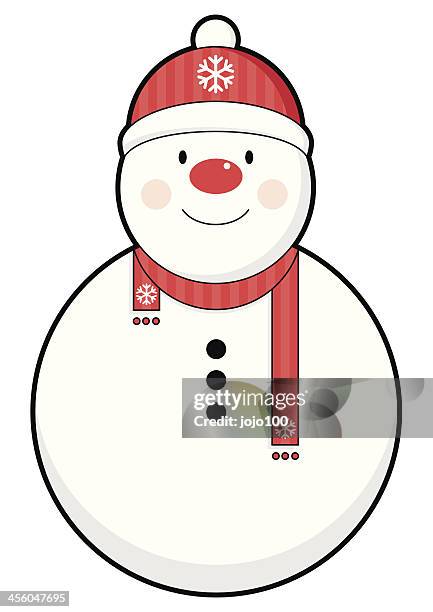 stockillustraties, clipart, cartoons en iconen met cute snowman character icon - rode wangen