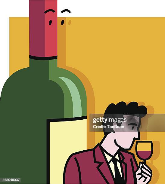 tasting wine - smelling wine stock illustrations