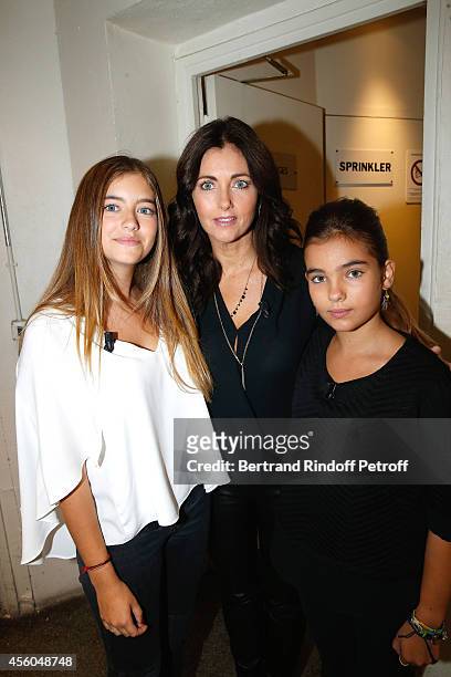Actress Cristana Reali standing between her and Francis Huster's daughters Elisa and Toscane attend the 'Vivement Dimanche' French TV Show at...