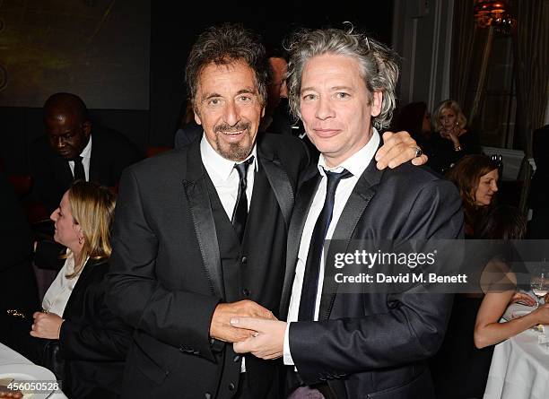 Al Pacino and Dexter Fletcher attend the Al Pacino BFI Fellowship Dinner supported by Moet & Chandon at the Corinthia Hotel London on September 24,...