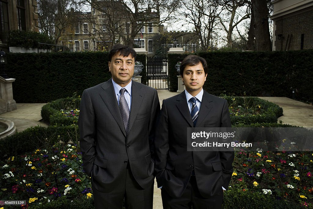 Businessman Lakshmi Mittal is photographed with his son Aditya Mittal  News Photo - Getty Images