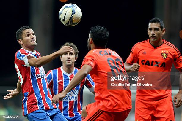 Diego Macedo of Bahia battles for the ball during the match between Bahia and Sport Recife as part of Brasileirao Series A 2014 at Arena Fonte Nova...