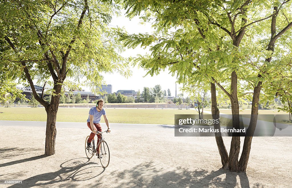 Man riding his bicycle