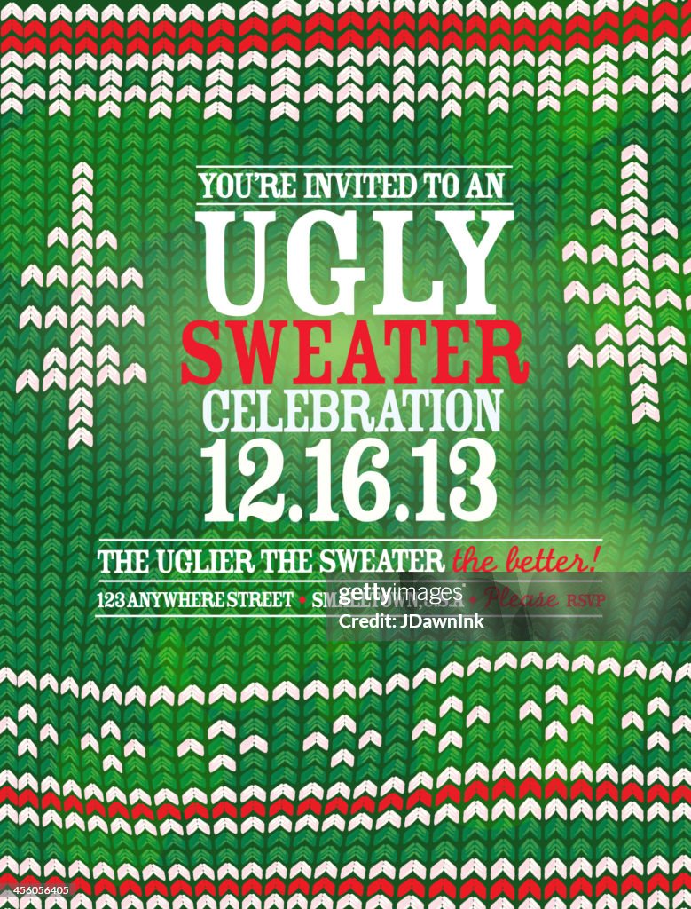 The 'Ugly Sweater' Holiday party celebration invitation design template